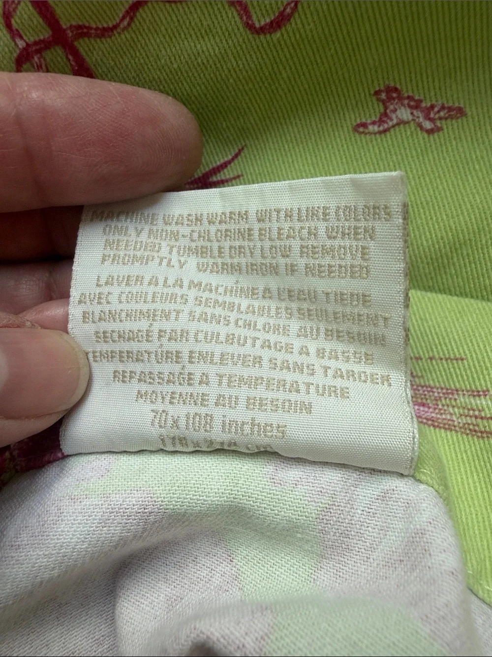 Williams Sonoma Pink Toile on Lime Green Table Linen